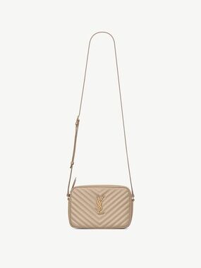 Saint Laurent Sand Quilted Leather Crossbody with Gold YSL Hardware